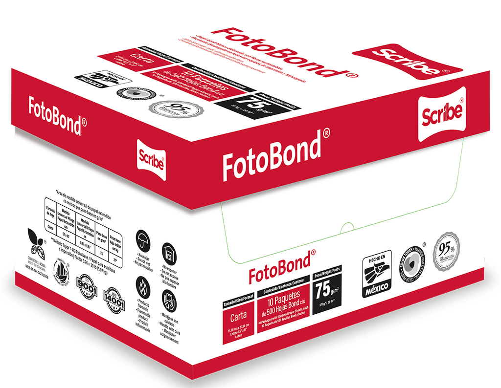 Papel Bond Blanco Carta 500 Hjs Scribe Fotobond