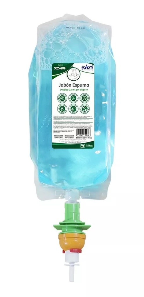 Jabón Espuma Cartucho 1,100 ml para jabonera automática Foam