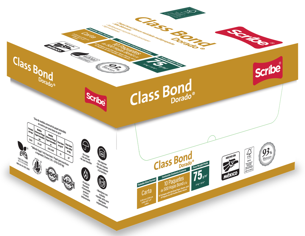 Papel Bond Blanco Carta 500 Hjs Scribe Class Bond